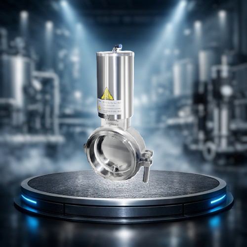 Vertical pneumatic powder butterfly valve